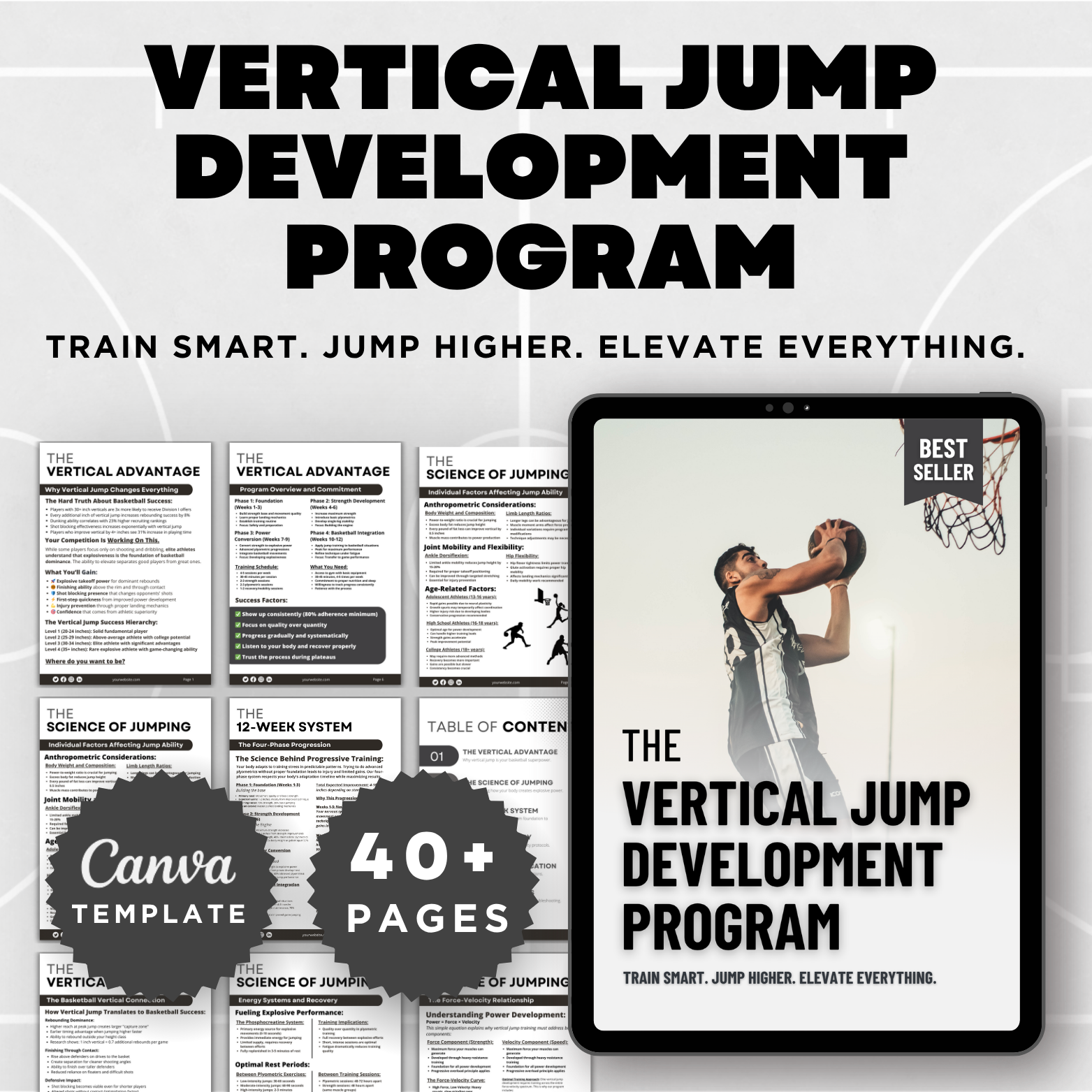 The Vertical Jump Development Program: A fully customizable jump training system designed to increase your players’ vertical by 4–10+ inches while translating gains directly into in-game performance.