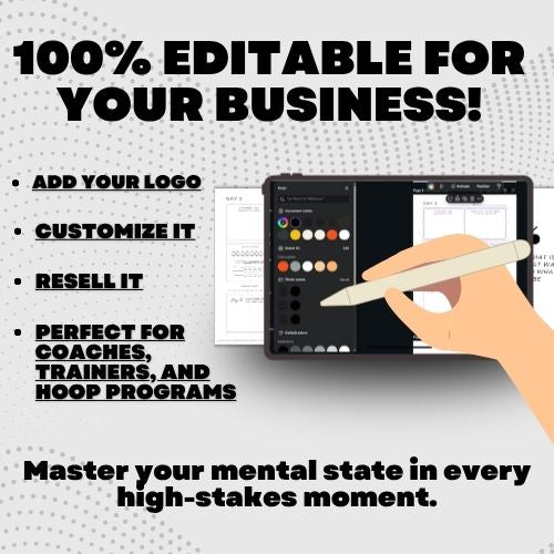 The Elite State Management System is a fully editable journal and mental training tool that helps high performers regulate emotions, activate focus, and enter peak state on demand.

Whether you're stepping into a game, the gym, or a high-stakes moment — this system is built to help you take control of your mindset when it matters most.